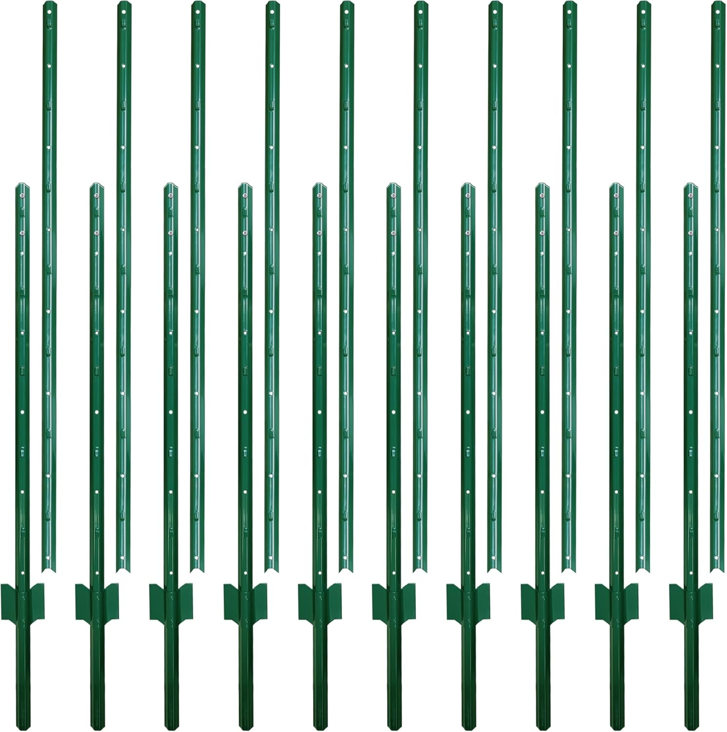 ARIFARO Sturdy Duty Metal Fence Posts 7 Feet assemblable,Pack of 10, No Digging Garden U Post for