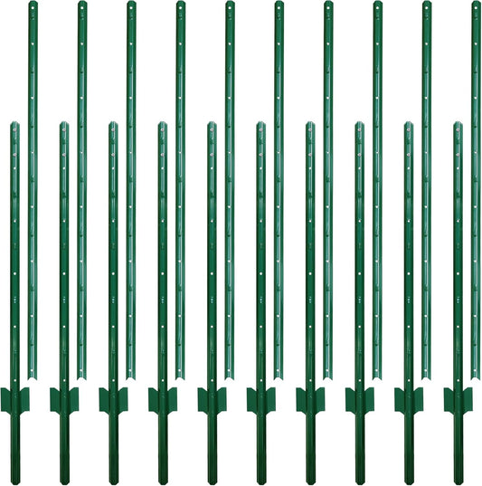 ARIFARO Sturdy Duty Metal Fence Posts 7 Feet assemblable,Pack of 10, No Digging Garden U Post for