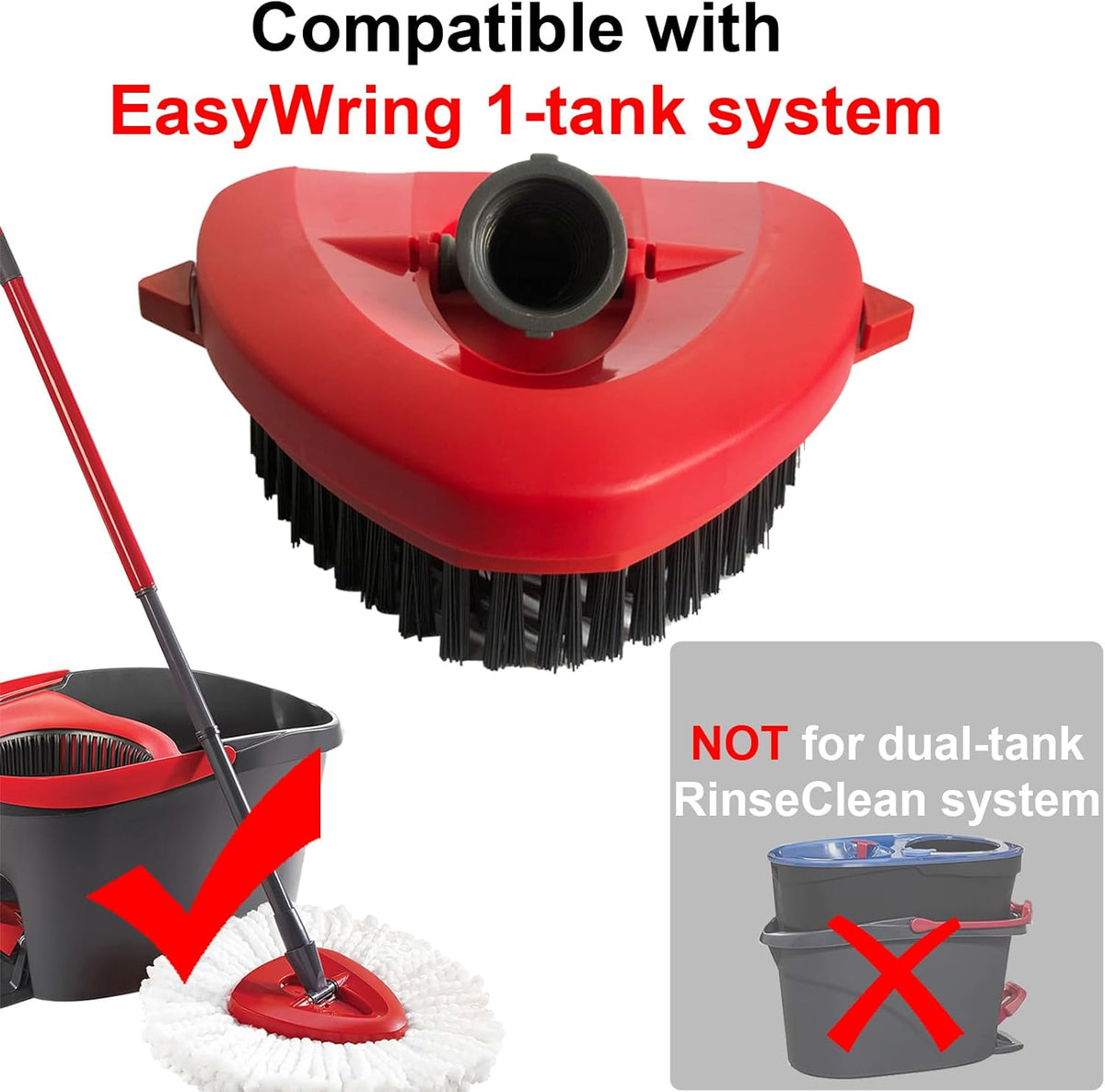 Spin Mop Scrub Brush Head Compatible with OCedar EasyWring 1 Tank System, Mop Scrubber Attachment