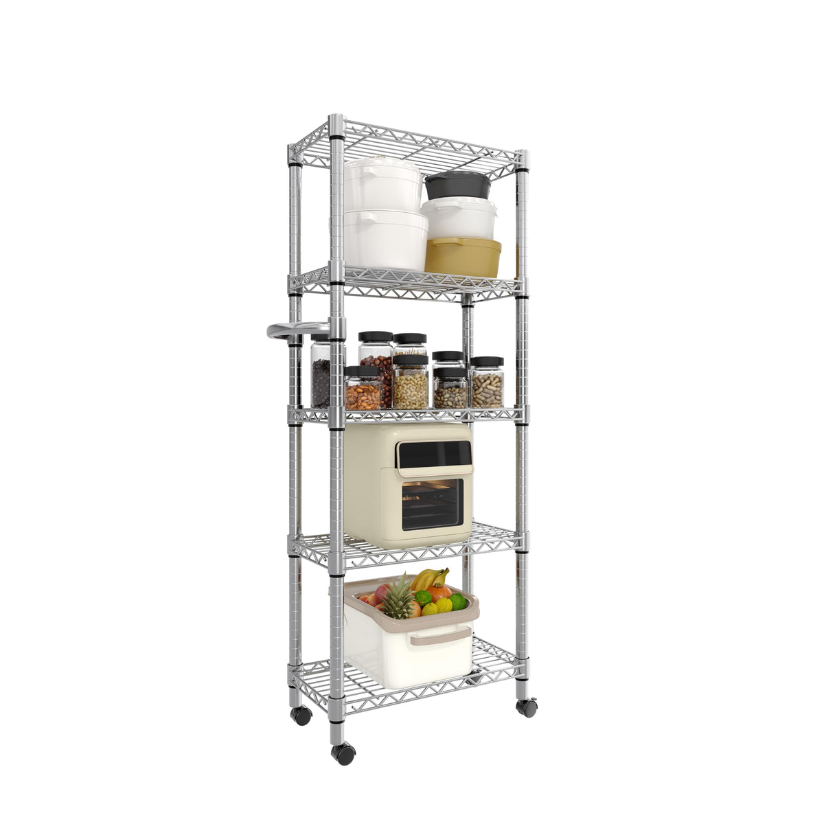 GarveeHome 5-Tier Heavy Duty Storage Shelves 1100 LBS Metal Wire Rack Shelving with Lockable