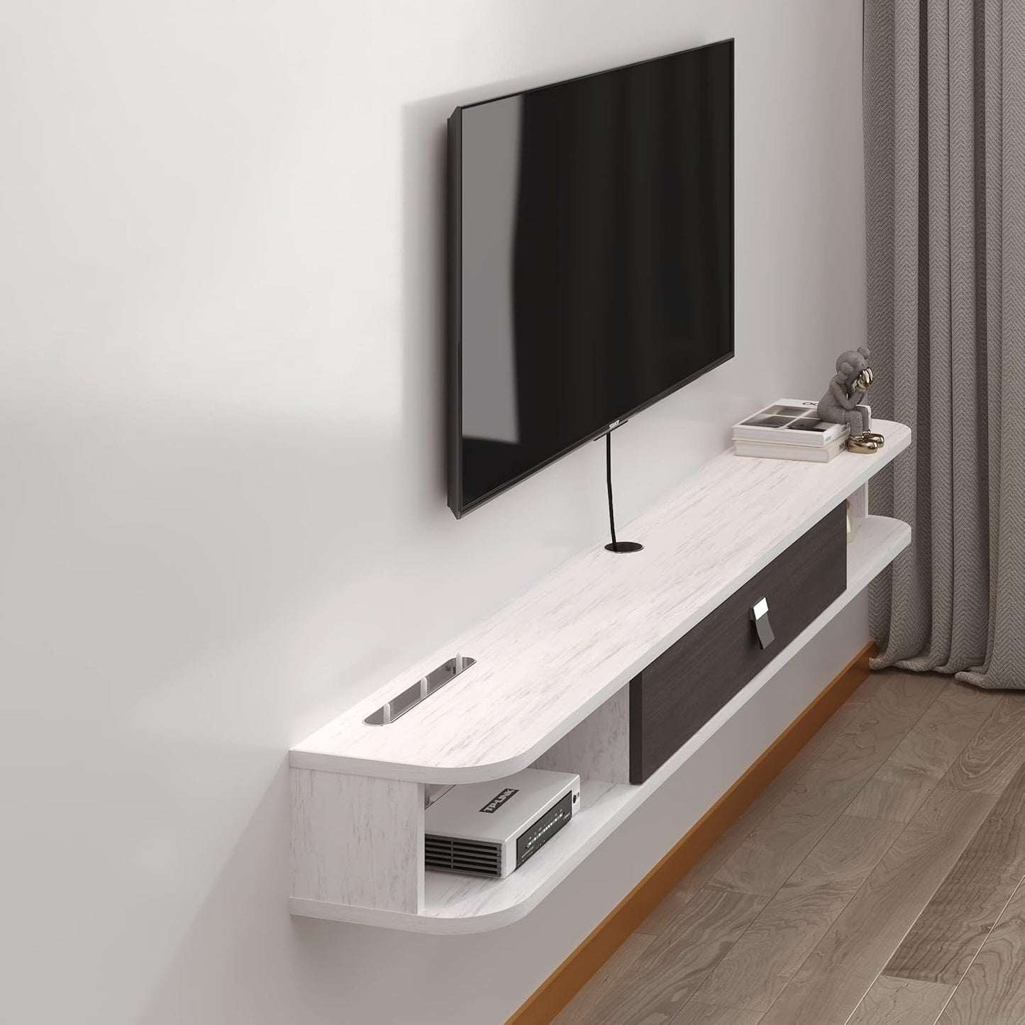 Pmnianhua Floating TV Console,63'' Wall-Mounted Media Console TV Cabinet Floating TV Stand