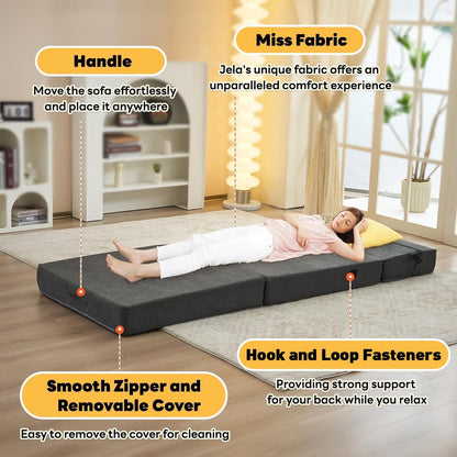 jela Foldable Sofa Bed Large Soft Foam Convertible Sleeper Chair Luxury Miss Fabric Fold Out Chair