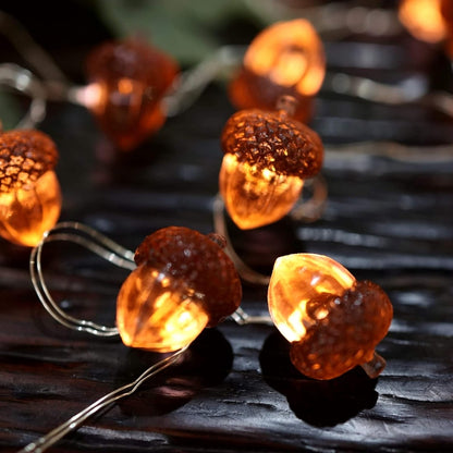 Decorative Fairy Acorn String Lights Thanksgiving Decoration Autumn Garland Cute Novelty Lights 30