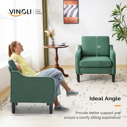 VINGLI Mid-Century Modern Accent Chairs Set of 2 Living Room Chairs Dark Green Reading Chairs for