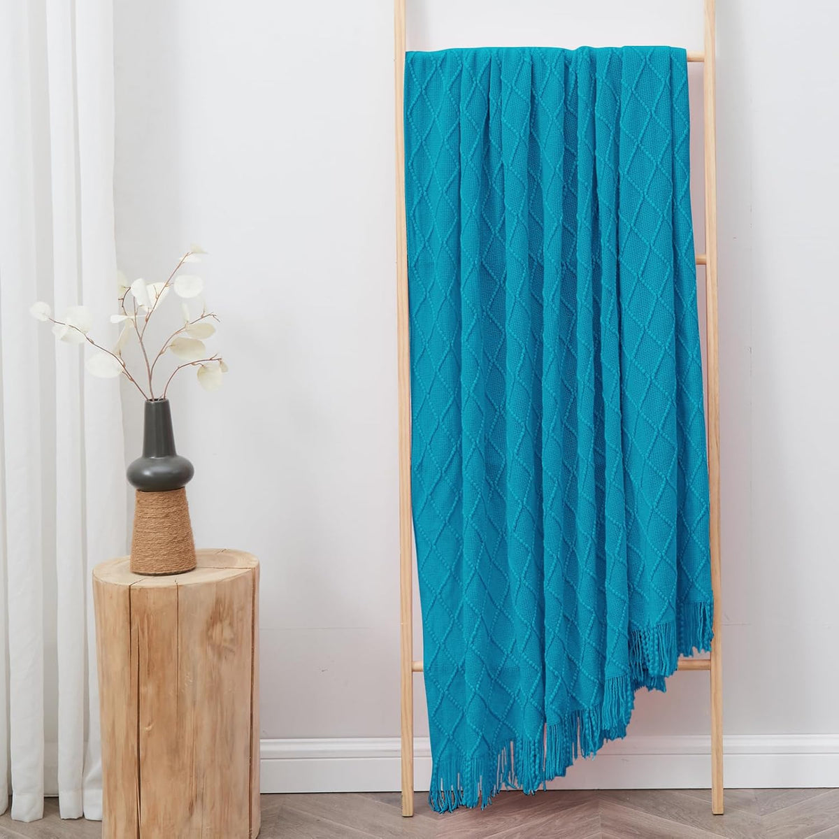 inhand Teal Throw Blanket for Couch and Bed, Soft Living Room Home Decor Knitted Blanket with