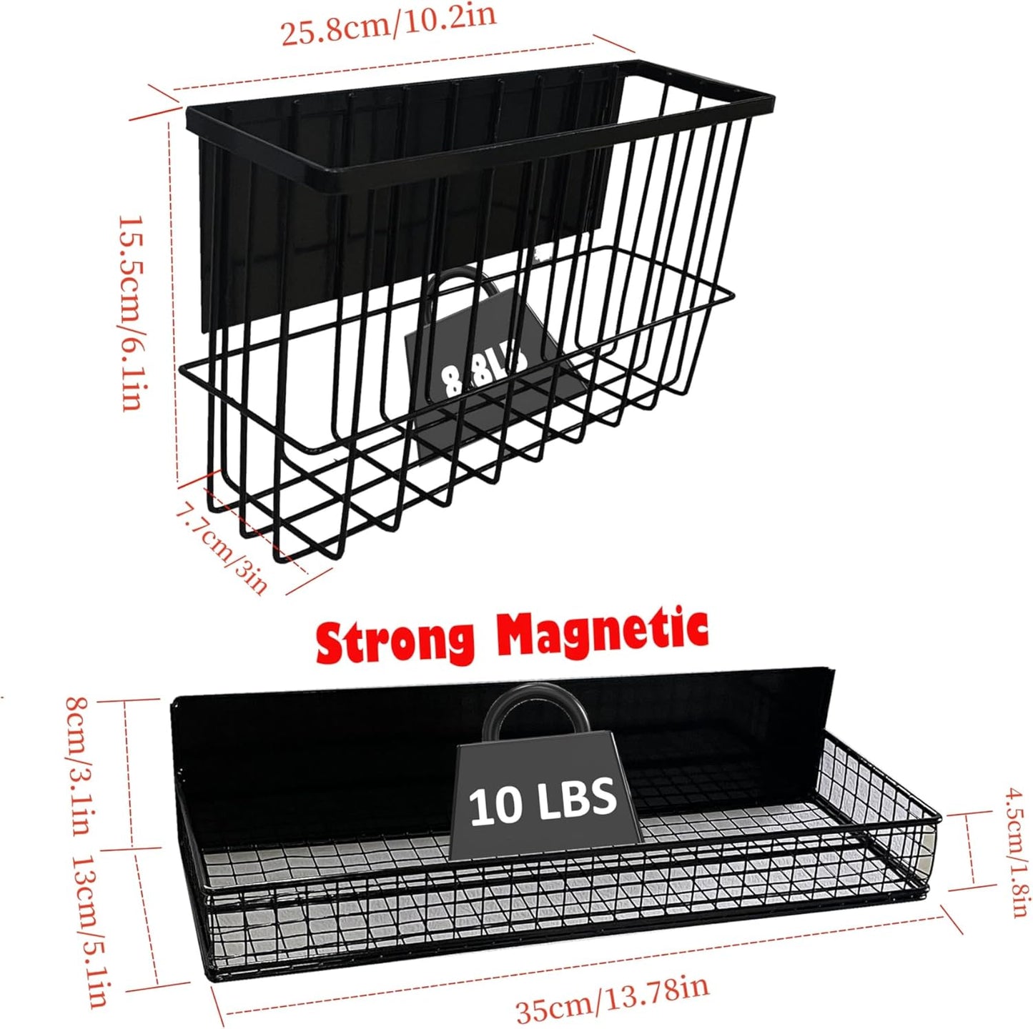 Bruda 2 Pack Magnetic Storage Rack for Spice, Magnetic Organization Shelf for Refrigerator, Fridge