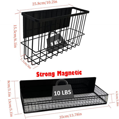 Bruda 2 Pack Magnetic Storage Rack for Spice, Magnetic Organization Shelf for Refrigerator, Fridge