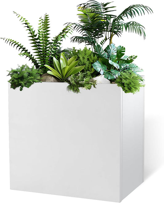 Galvanized Steel Metallic Heavy Planter for Outdoor Plants Metal Outdoor Planter Spliced Flower Box