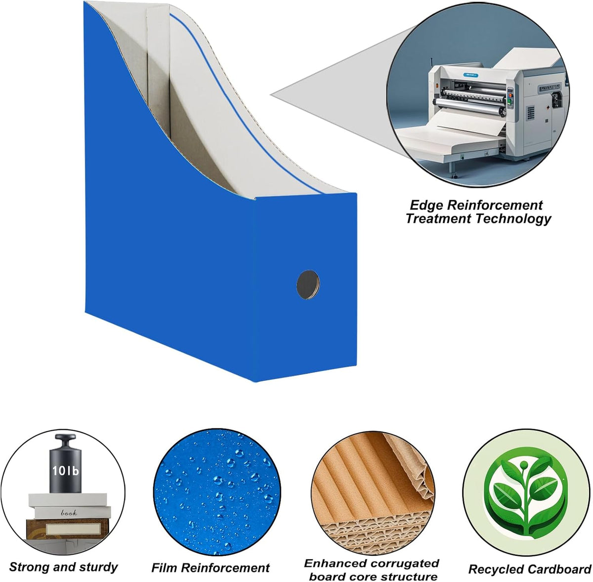24 Pack Cardboard Magazine File Holder for Desktop ，Blue Book Bins for Classroom Library, Office or