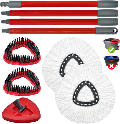Spin Mop Head Replacement,Iron Spin Handle,Brush and Base Compatible with O Cedar EasyWring 1 Tank