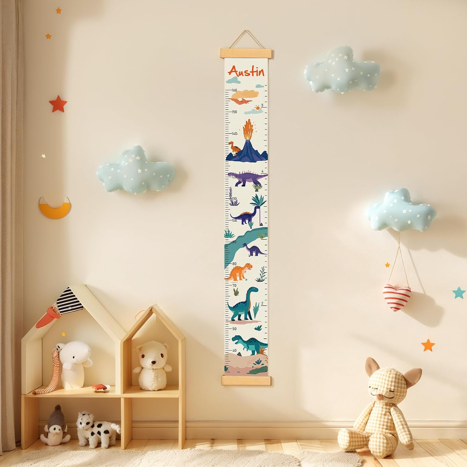 Personalized Name Growth Chart Wall Decor for Kids – Canvas Removable Height Chart Measuring Ruler