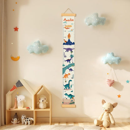 Personalized Name Growth Chart Wall Decor for Kids – Canvas Removable Height Chart Measuring Ruler