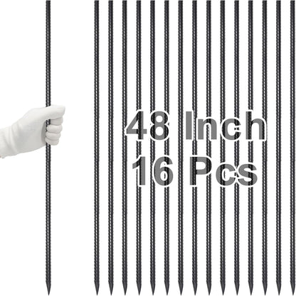VVOKGO Rebar Stakes 48 Inch 16-Pack Concrete Form Stakes Heavy Duty Straight Ground Anchors, 3/8"