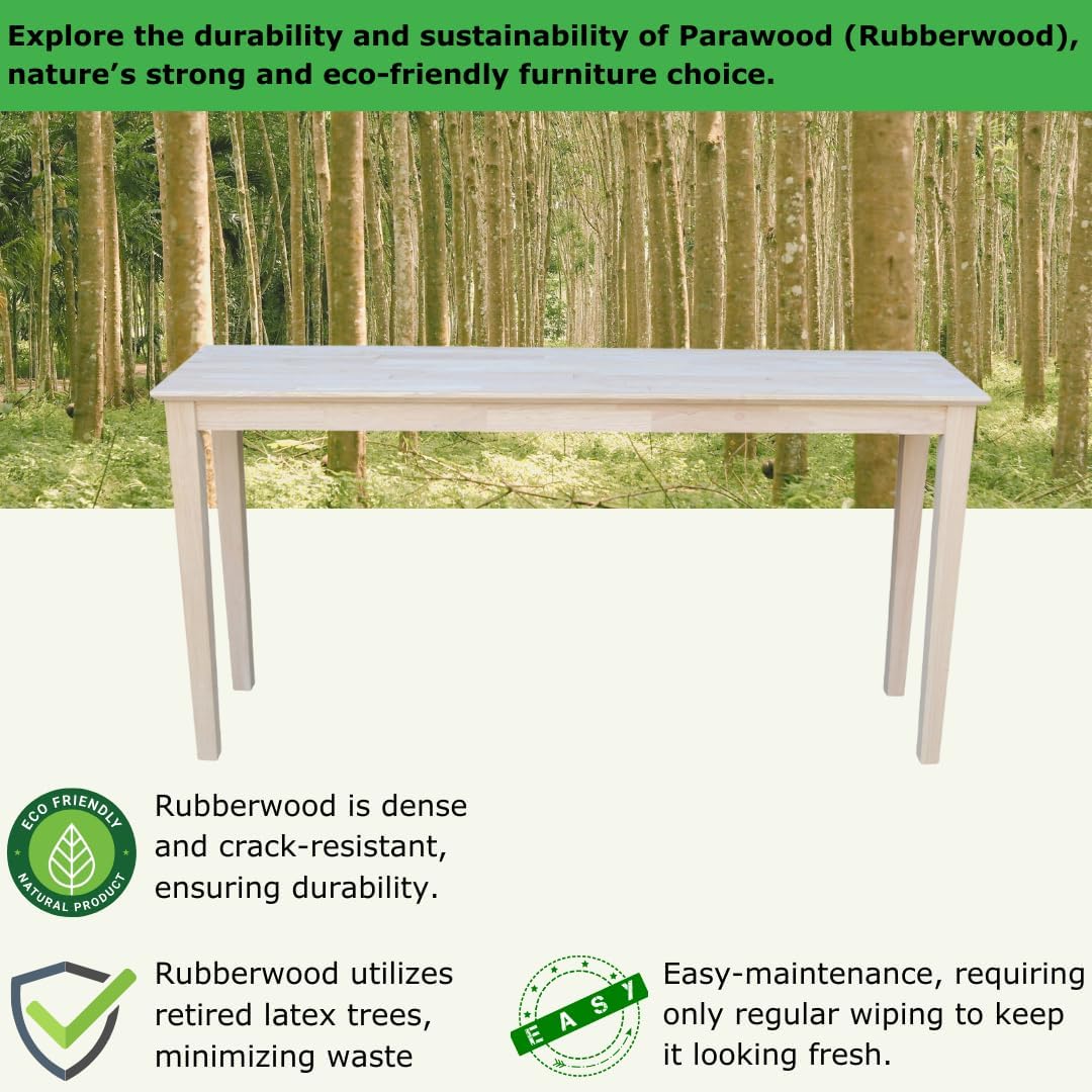 IC International Concepts Extended Length Shaker Console Table, 60" W x 16" D x 30" H Real/Solid