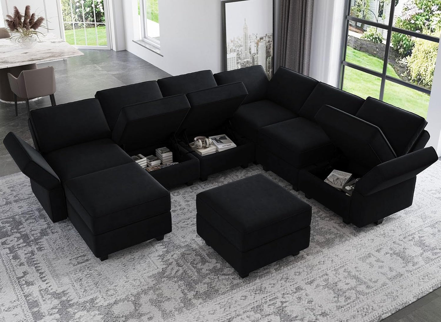 Belffin Modular Sectional Sofa with Storage Seat Oversized U Shaped Couch with Reversible Chaise