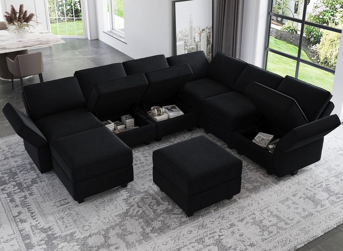 Belffin Modular Sectional Sofa with Storage Seat Oversized U Shaped Couch with Reversible Chaise