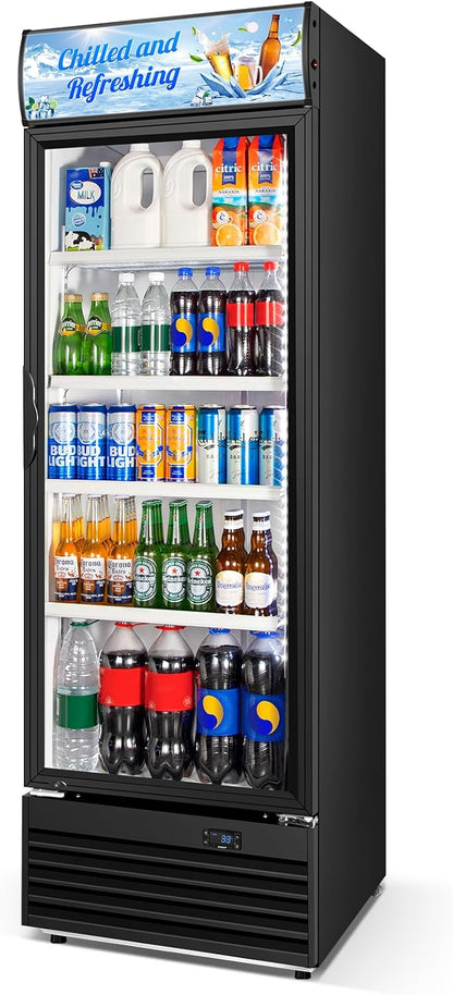 Commercial Beverage Refrigerator, 24 Inch Beverage Fridge, 15 Cu. Ft. Drink Fridge, Display