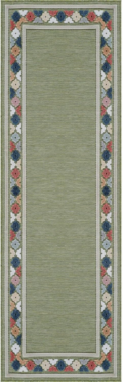 Beverly Rug Outdoor Runner Rug 2x7 Modern Floral Bordered Area Rugs for Indoor and Outdoor Patio