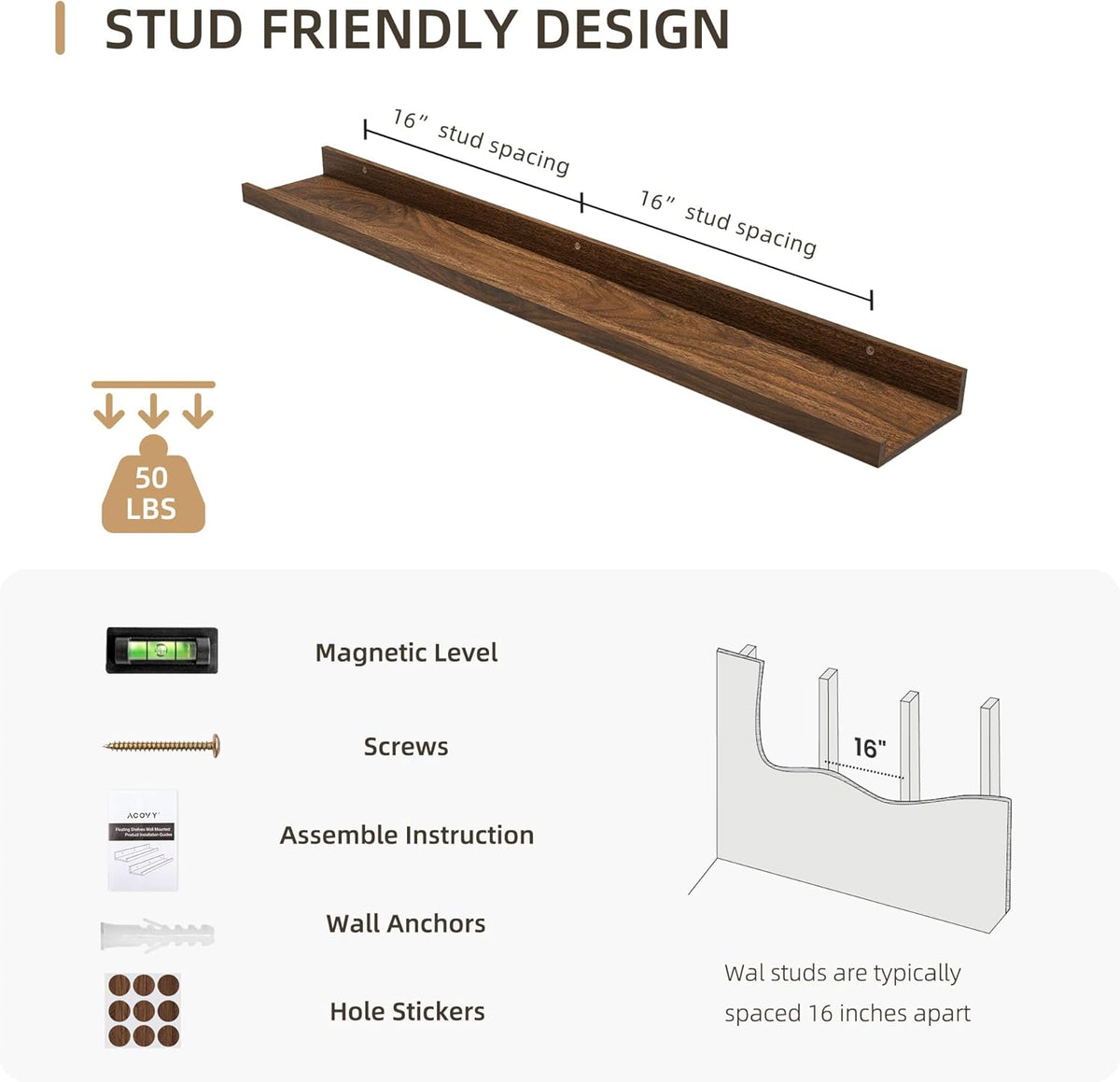 Picture Ledge Shelf, Wood Floating Shelves Set of 2, 36 inch Picture Ledge Shelves, Photo Ledge