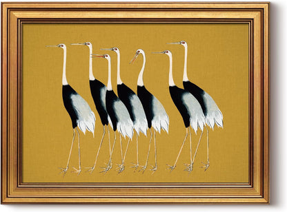 HUARCEY Gold Framed Vintage Wall Art for Living Room, Animals Painting Prints Shelf Decor for
