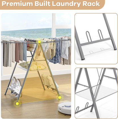 APEXCHASER Clothes Drying Rack Foldable, Metal Laundry Drying Rack Collapsible, Portable Compact