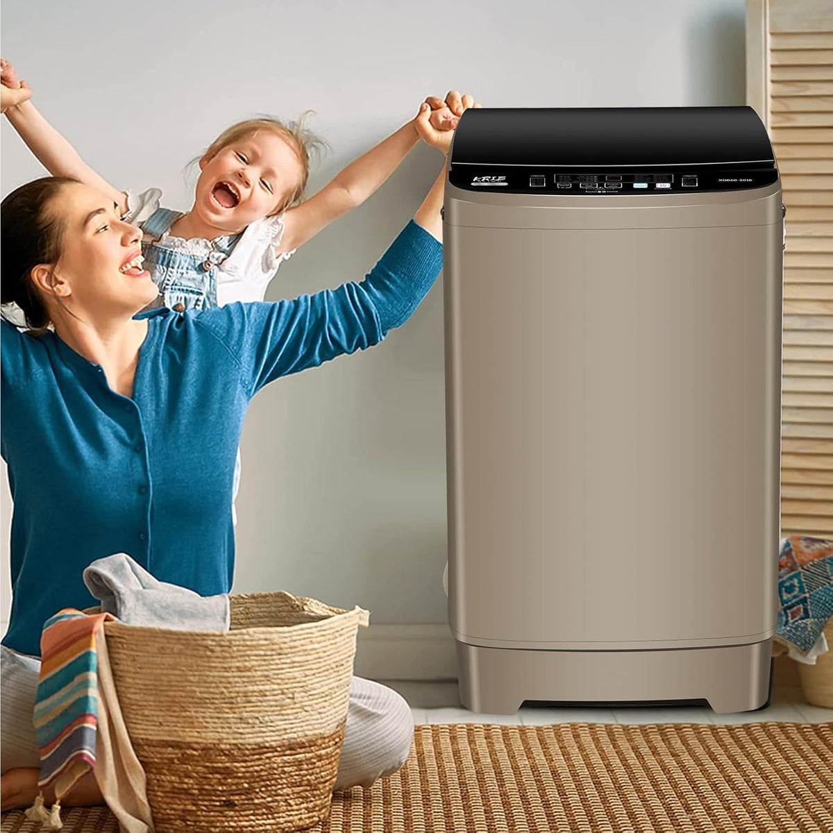 17.7 lbs Full Automatic Washing Machine with LED Display Compact Washing Machine with Drain Dump