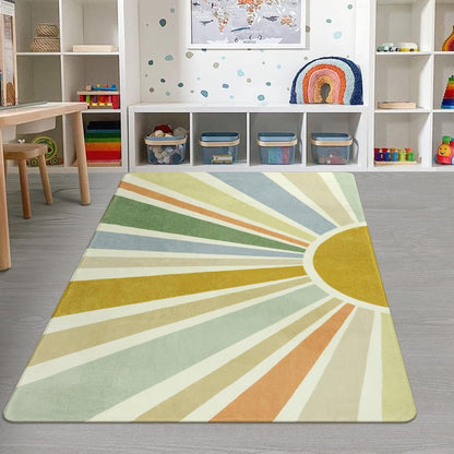STARUIA Kids Rugs for Playroom & Nursery - 5'x7' Boho Washable Rainbow Area Rug, Non-Slip Soft
