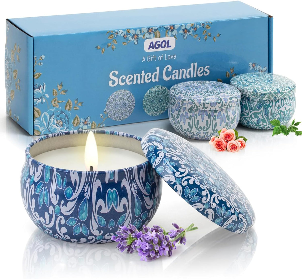 3 Pack Scented Candles Gift, 2.5 oz Aromatherapy Candles for Home Scented, Natural Soy Candles
