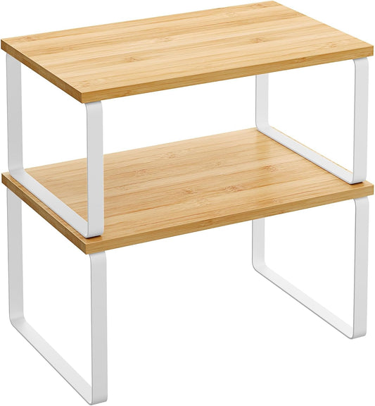 SONGMICS Cabinet Organizer Shelf, Set of 2 Kitchen Counter Shelves, Kitchen Storage, Spice Rack