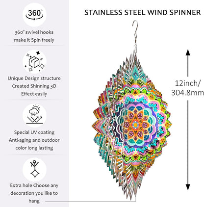 Wind Spinners Outdoor Mandala Lucky Clover,Wind Spinner Lucky Gifts for