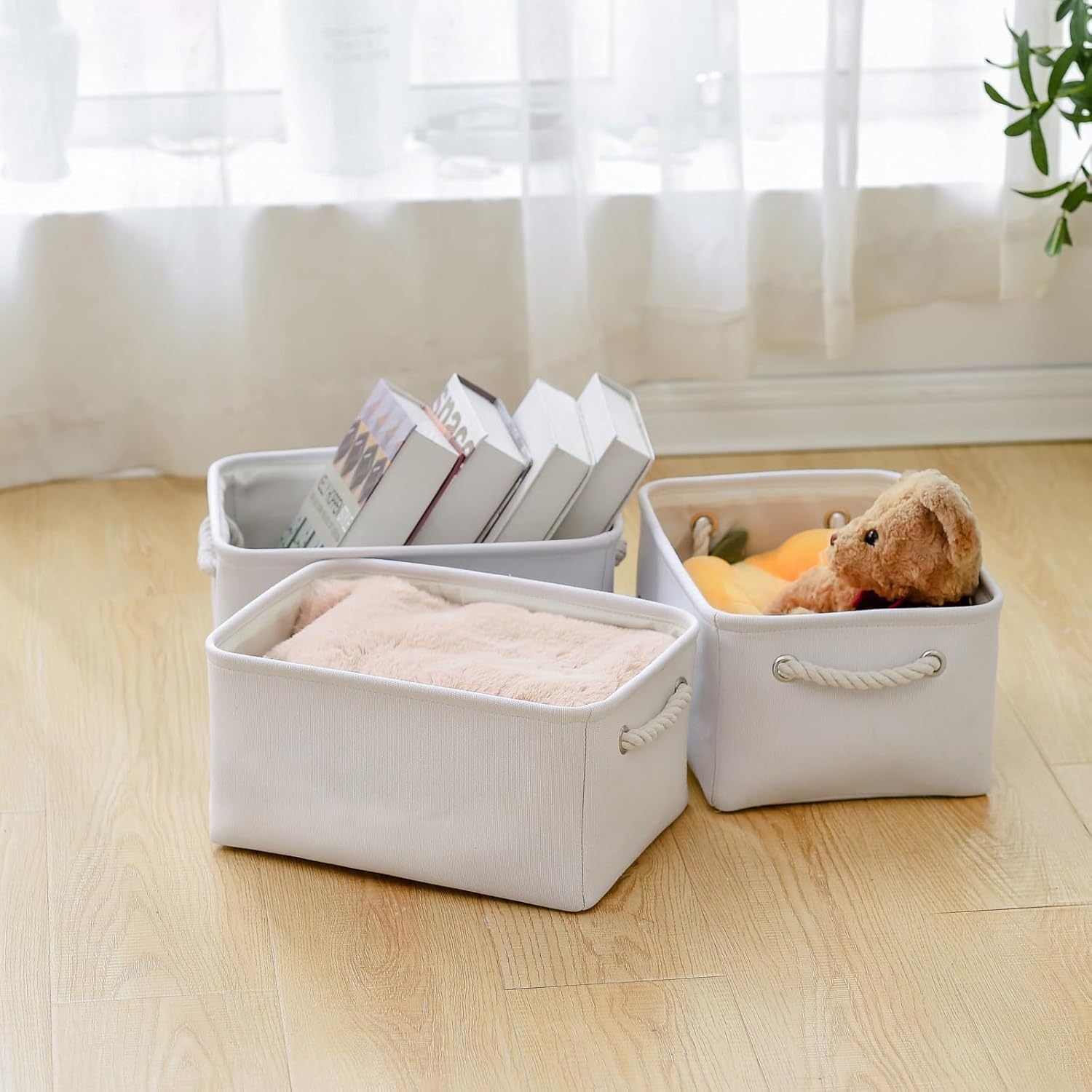 TheWarmHome Decorative Basket for Organizing - Medium-1Pack 13.8L*9.8W*6.7H Rectangular Fabric