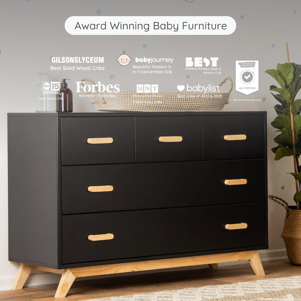 dadada Soho 5-Drawer Dresser for Nursery and Bedroom - Modern Design, Large Storage, Baby-Safe