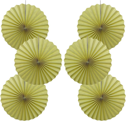 BARTHEW Yellow Hanging Paper Fans,Yellow Accessories Paper Decorations for Party,Color Party