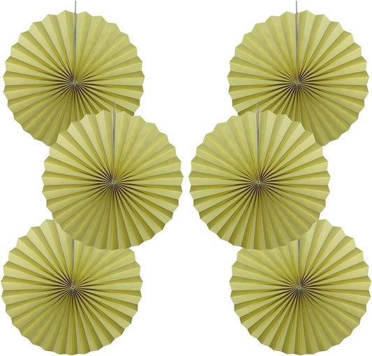 BARTHEW Yellow Hanging Paper Fans,Yellow Accessories Paper Decorations for Party,Color Party