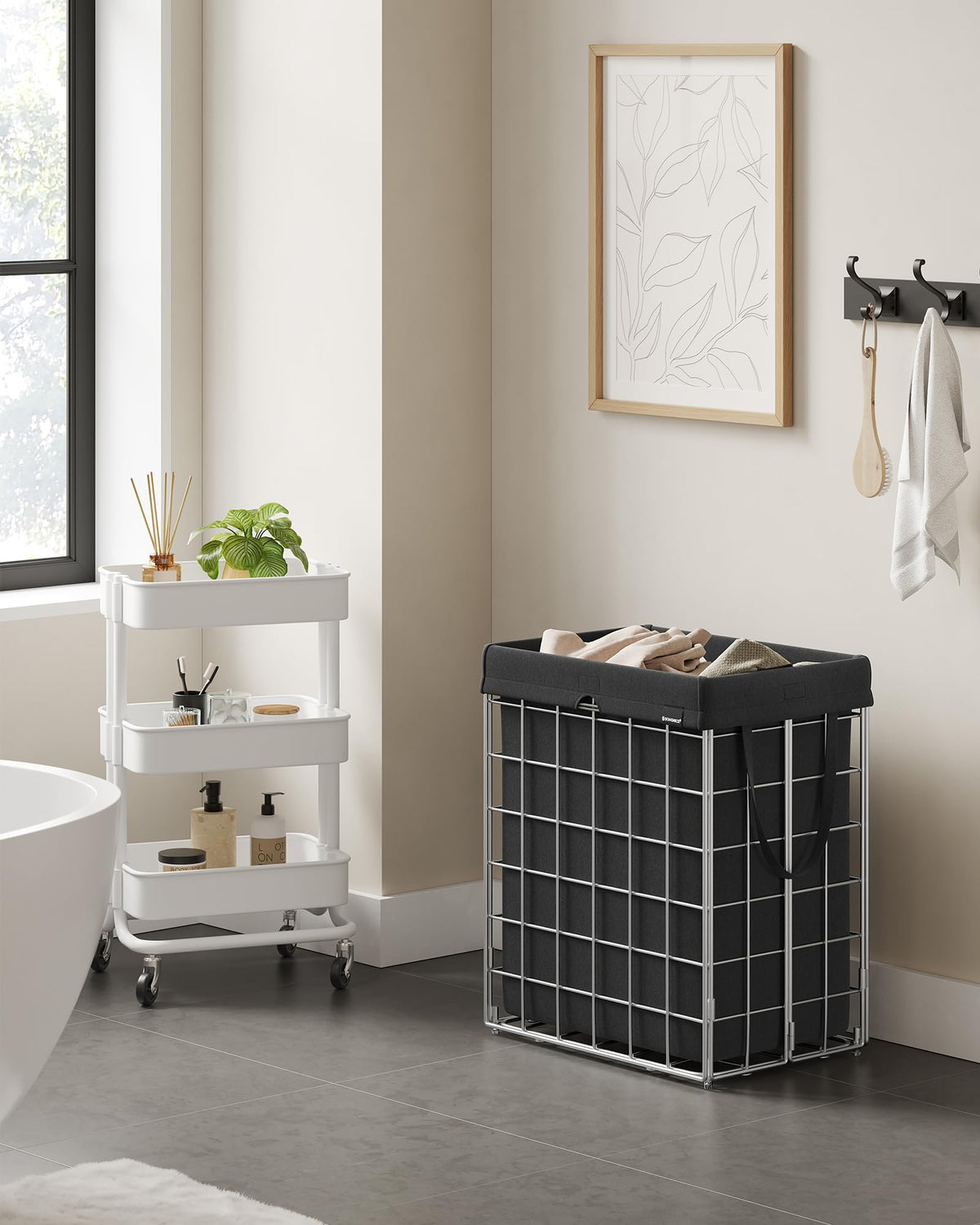 SONGMICS Laundry Hamper, 23.8 Gal. (90L) Laundry Basket, Collapsible Clothes Hamper, Removable and