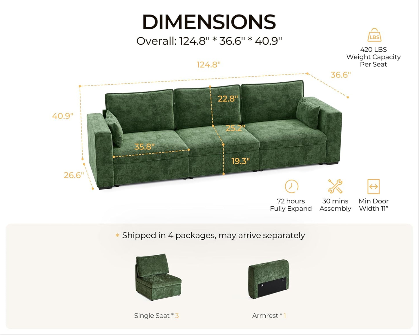 Oversized Modular Sofa Comfy Cloud Couch with Storage, Extra Deep Plush Sectional Sofa Set for