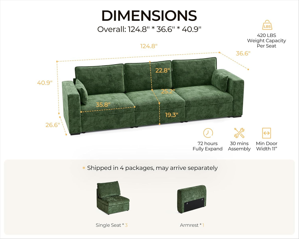 Oversized Modular Sofa Comfy Cloud Couch with Storage, Extra Deep Plush Sectional Sofa Set for