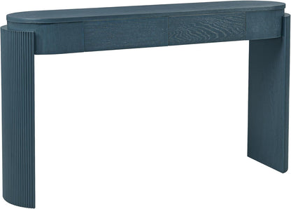55" Sofa Table with Oval Top and 2 Drawers, Entryway Console Table with Fluted Design for