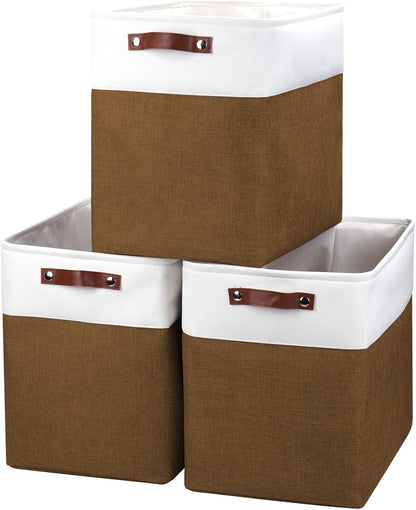 Large Fabric Storage Baskets | 50L Storage Bins, Decorative Linen Closet Baskets with Handles for
