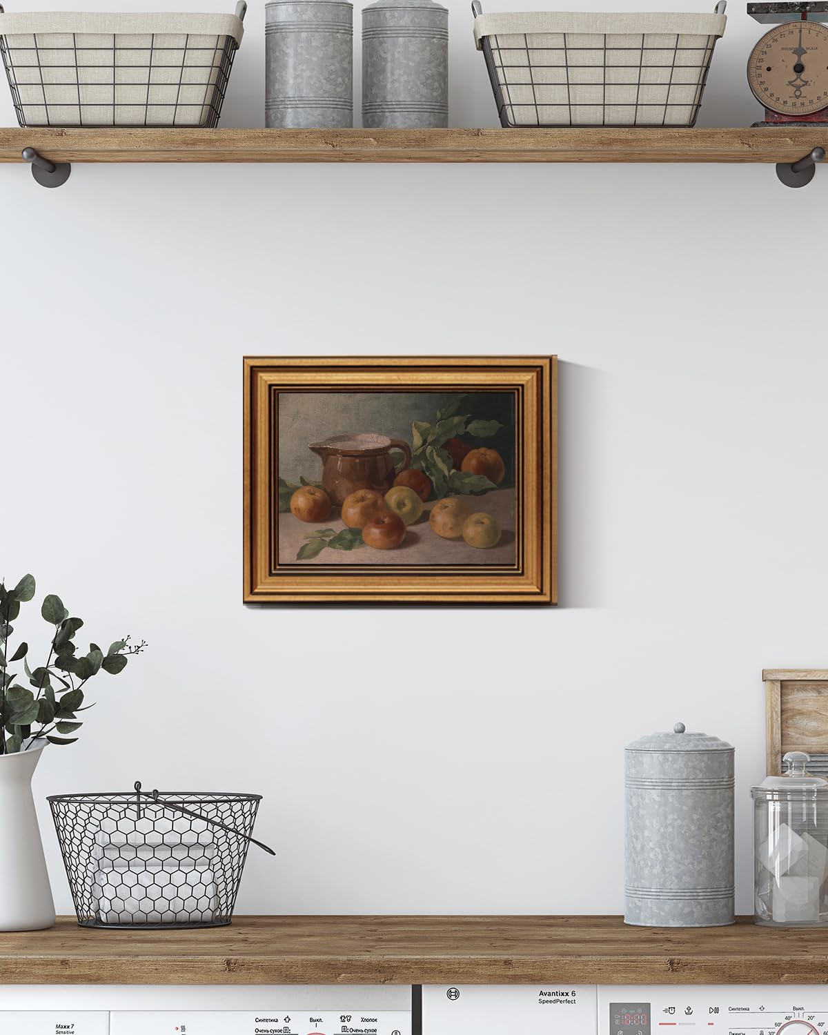 HUARCEY Gold Framed Vintage Wall Art for Living Room Harvest Apples Still Life Oil Painting Artwork