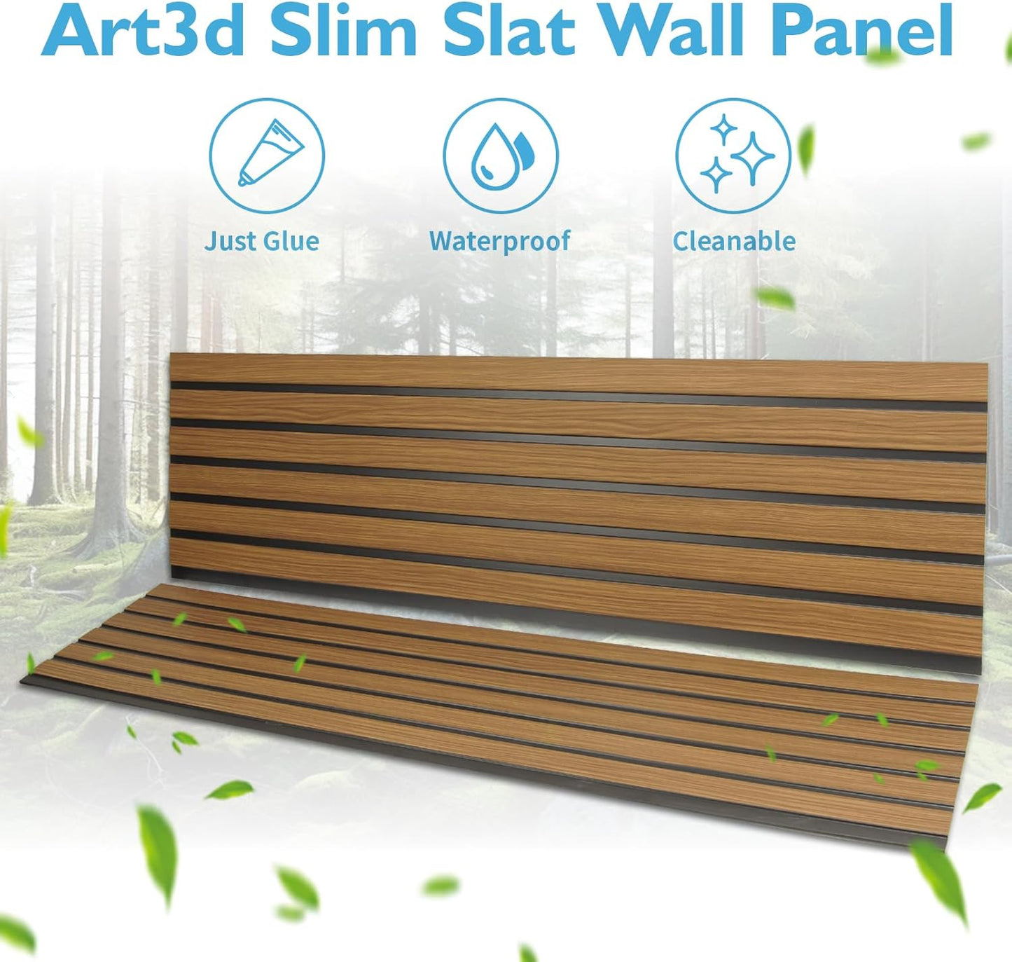 Art3d 4-Pack Glue-On Six-Grid Wainscoting Panel for Interior Wall Decor - 104 x 12 Inch Polystyrene