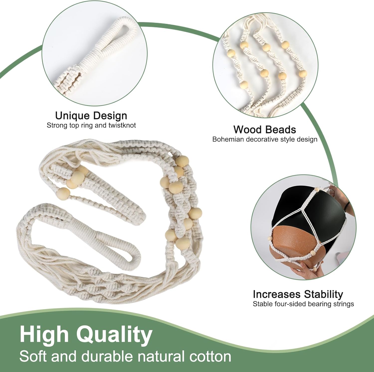 41.5 Inch Macrame Plant Hanger Indoor Outdoor with 12 Inch Flower Pot, Hanging Planter for Plants