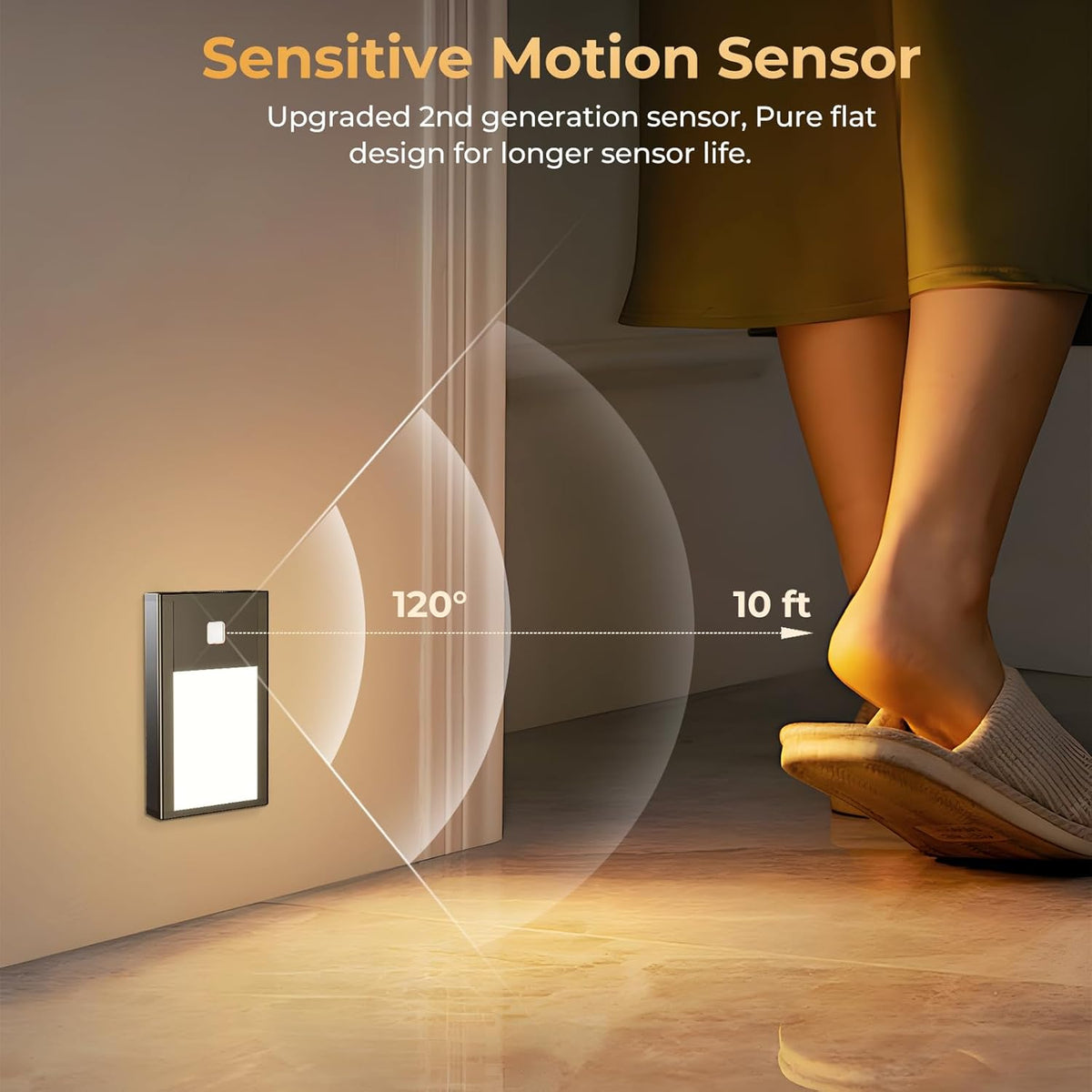 VST Motion Sensor Night Light, Rechargeable Battery Powered Led Light with Magnetic Suck