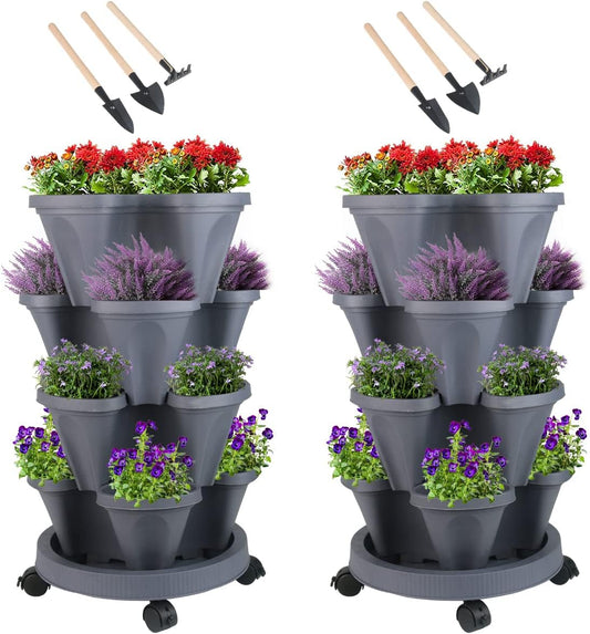 Vertical Planter 4 Tier Stackable Planters Garden Planters Strawberry Herb Flower and Vegetable