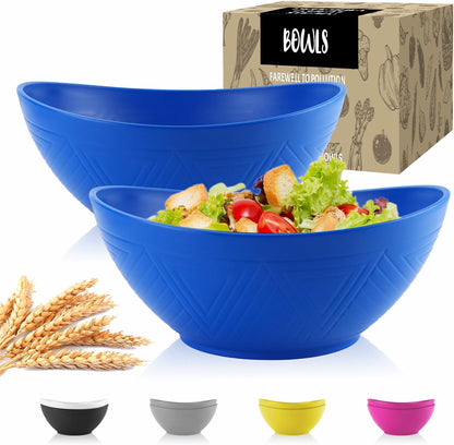 Large Wheat Straw Bowls,Big Salad Bowls set of 2,Unbreakable Serving Bowls Microwave & Dishwasher
