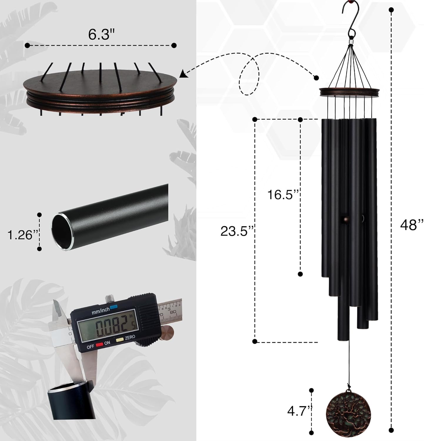 Vanquer Large Wind Chimes for Outside Deep Tone - 46'' Wind Chimes Outdoor Clearance, Memorial