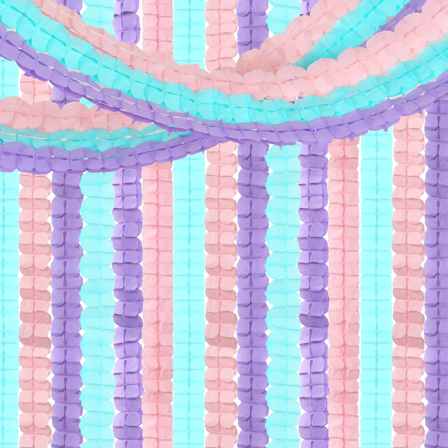 Pink-Purple Mint Mermaid Party-Decorations Streamers-Garland - 12pcs Teal Ocean-Themed 4-Leaf
