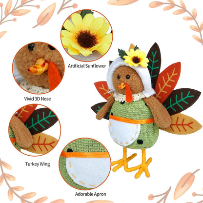 CRCZK Thanksgiving Turkey Decoration Fall Harvest Tabletop Decor Standing turkey with Dangling