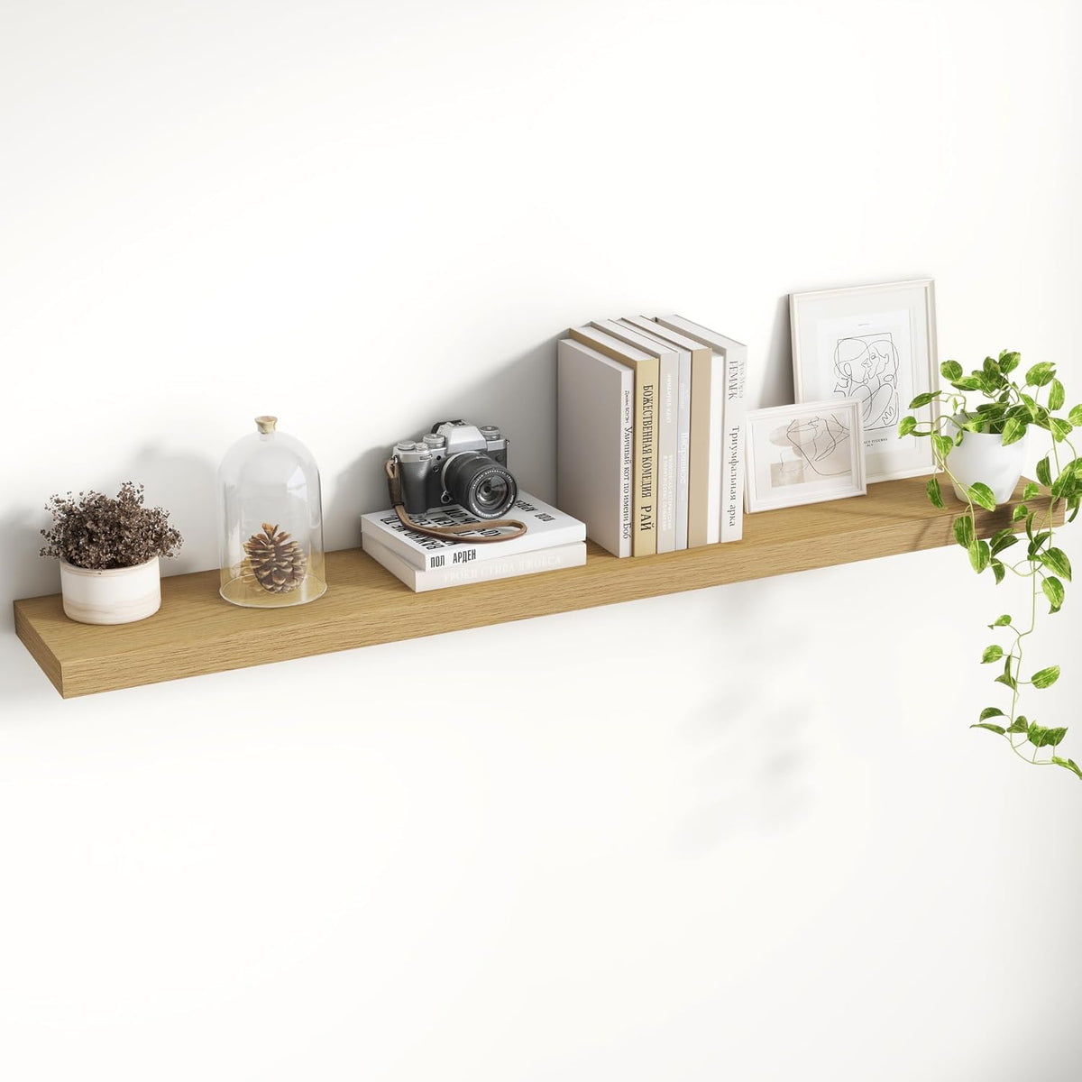 48 Inch Floating Shelves, 8 Inch Deep Floating Shelves for Wall, Hanging Shelf with Invisible
