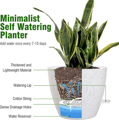 12/10/9 inch Large Self Watering Pots, Plant Pots with Mesh Drainage Holes for Indoor Outdoor
